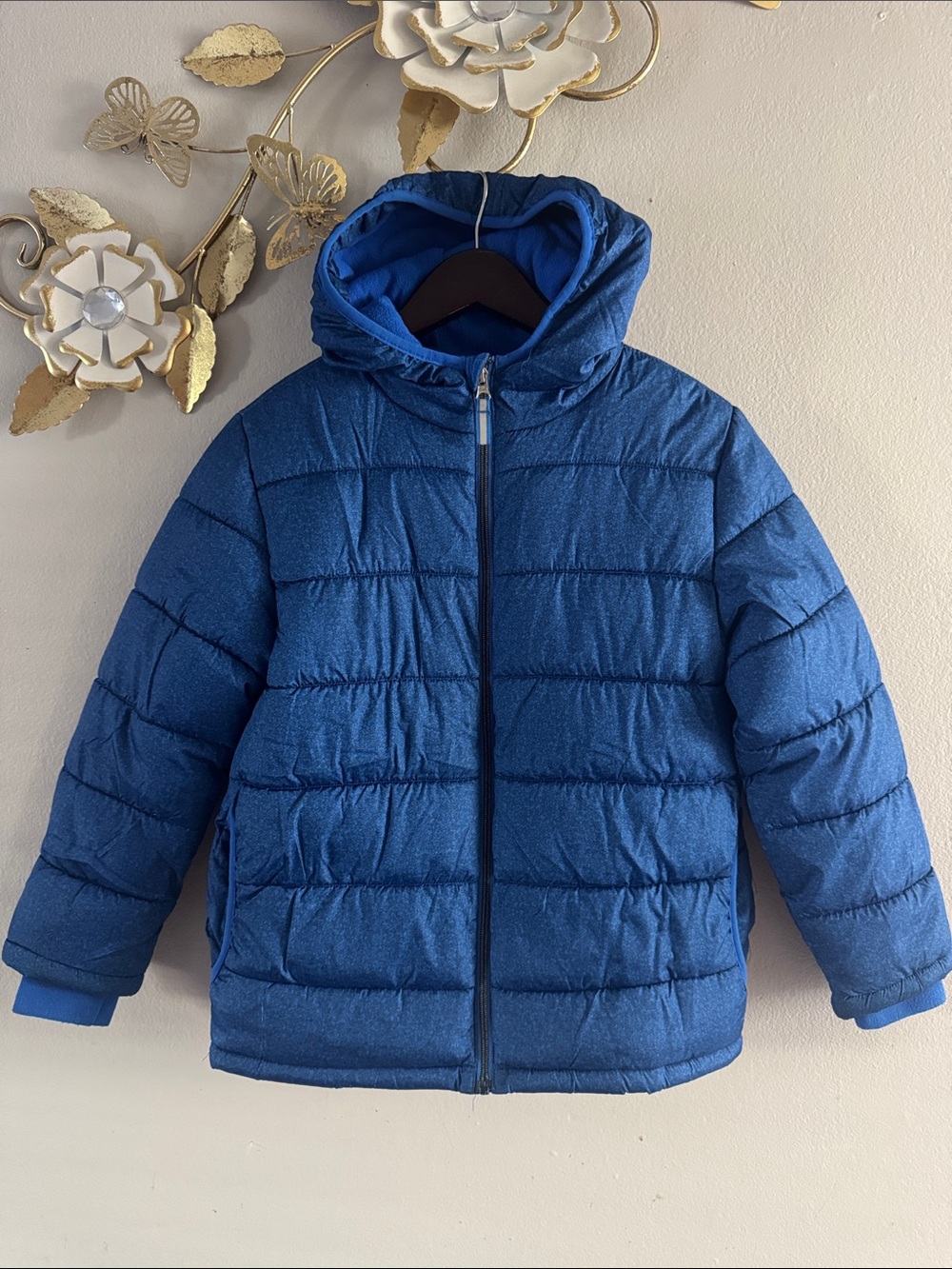Faded Glory Royal Blue Hooded Puffer Jacket for Kids